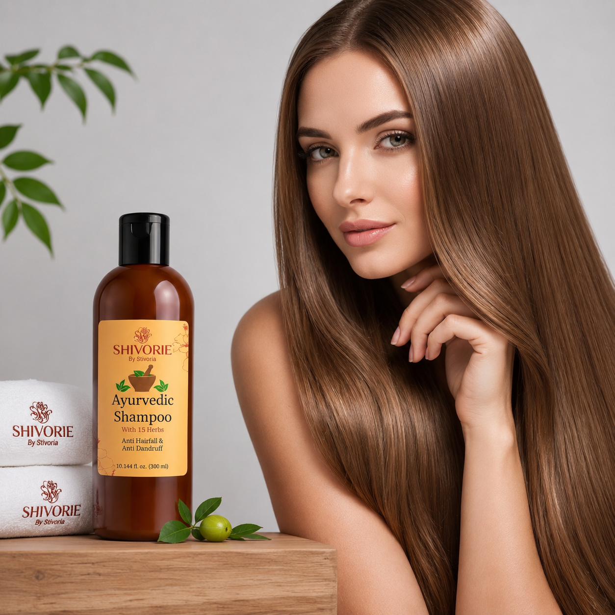 Shivorie Ayurvedic Shampoo with 15 Herbs | Anti Hair Fall & Anti Dandruff Herbal Shampoo | Natural Hair Growth Shampoo for Men & Women | 300ml